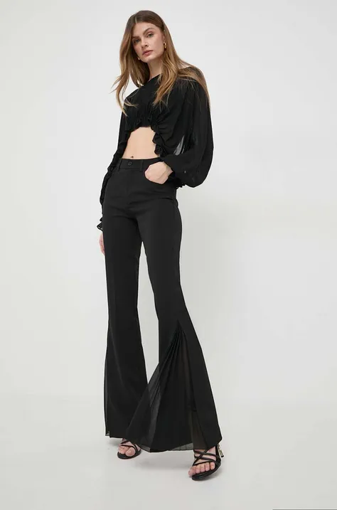 Liu Jo spodnie damskie kolor czarny dzwony high waist