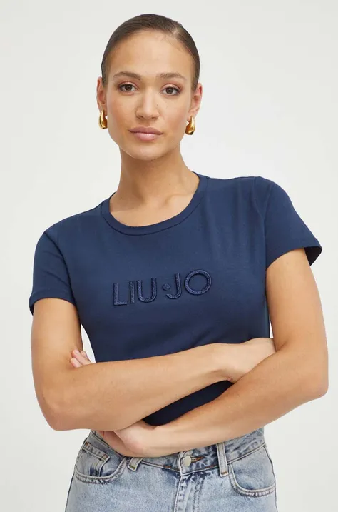 Kratka majica Liu Jo ženski, mornarsko modra barva