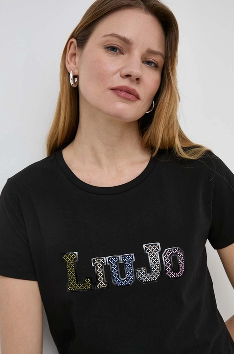 Liu Jo t-shirt bawełniany damski kolor czarny