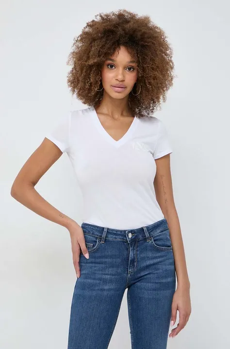 Βαμβακερό μπλουζάκι Armani Exchange γυναικεία, χρώμα: άσπρο