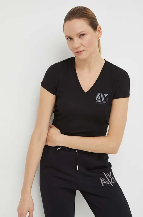 Хлопковая футболка Armani Exchange женский цвет чёрный