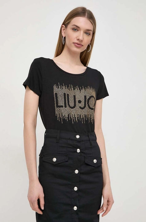 Liu Jo t-shirt damski kolor czarny