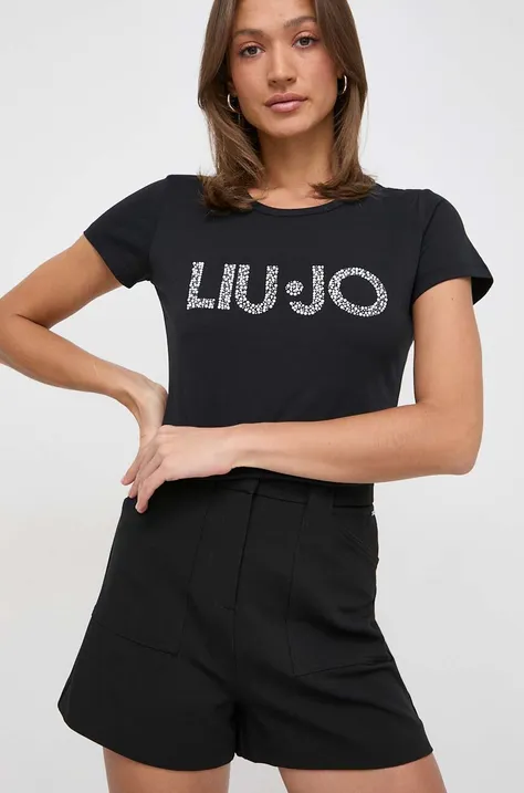 Хлопковая футболка Liu Jo женский цвет чёрный