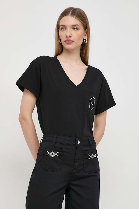 Liu Jo tricou din bumbac femei, culoarea negru