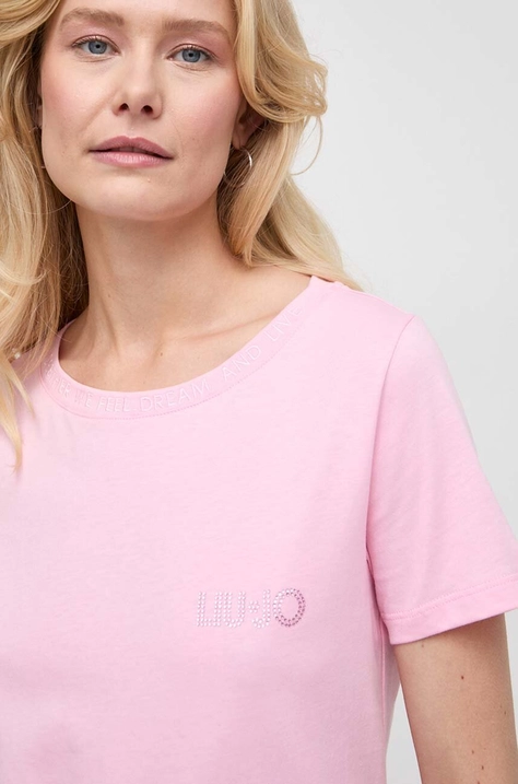 Liu Jo tricou din bumbac femei, culoarea roz