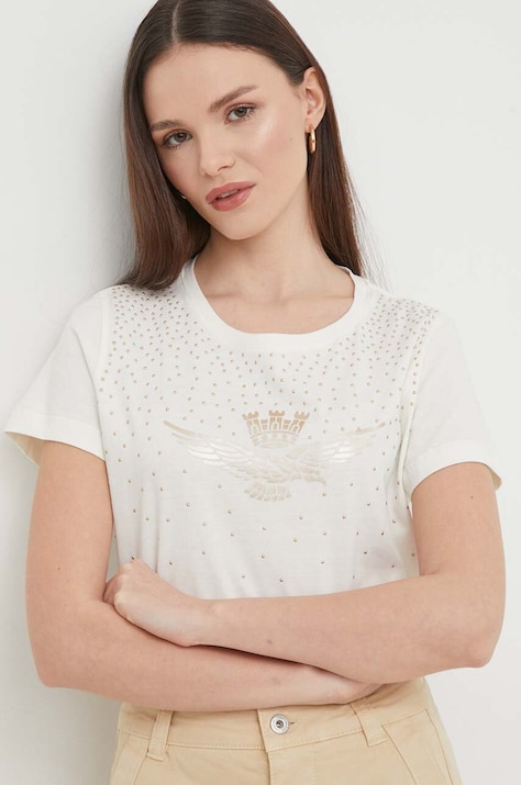 Памучна тениска Aeronautica Militare в бежово TS2249DJ638
