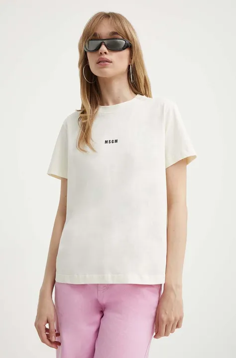 Бавовняна футболка MSGM жіночий колір бежевий