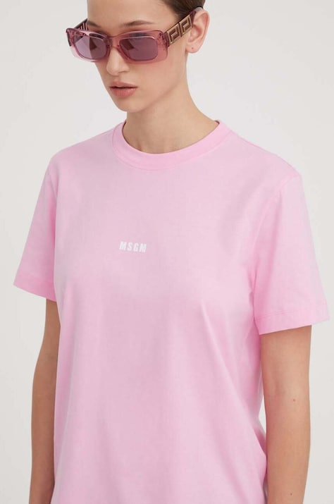 MSGM tricou din bumbac femei, culoarea roz 2000MDM500.200002