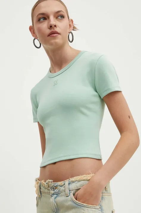Kratka majica HUGO ženska, zelena barva, 50512000