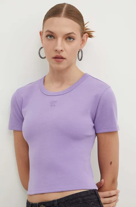 HUGO t-shirt damski kolor fioletowy 50512000