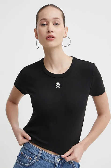 Kratka majica HUGO ženska, črna barva, 50512000