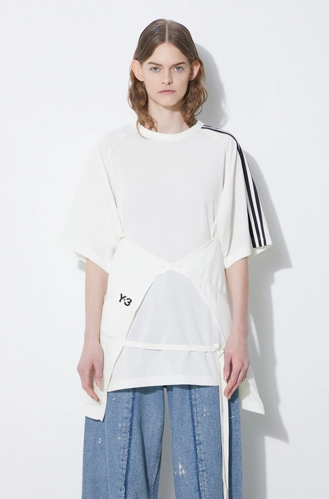 Y-3 tricou Sail Closure SS Tee femei, culoarea bej, IQ1792