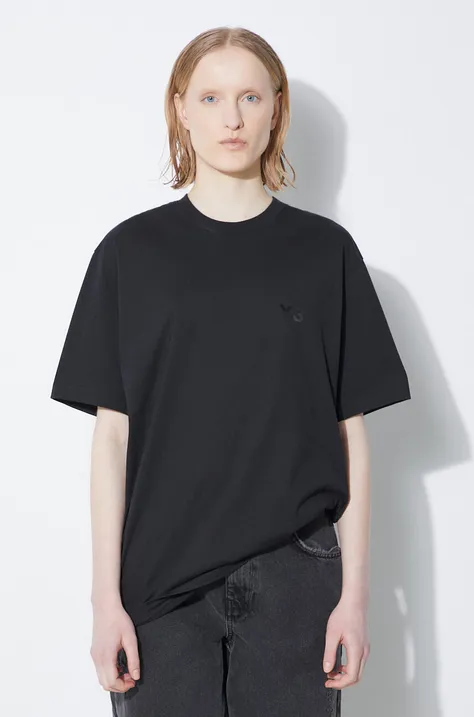 Βαμβακερό μπλουζάκι Y-3 γυναικείο, χρώμα: μαύρο, IV8224