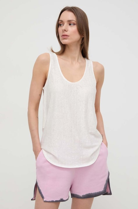 Pinko top di lino colore beige