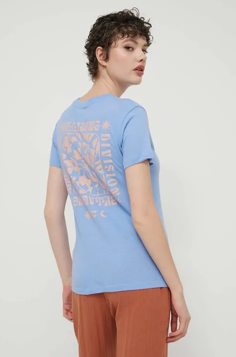 Billabong t-shirt bawełniany Adventure Division damski kolor niebieski ABJZT01214