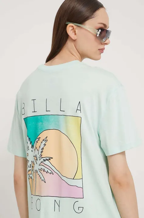 Βαμβακερό μπλουζάκι Billabong γυναικεία, χρώμα: τιρκουάζ