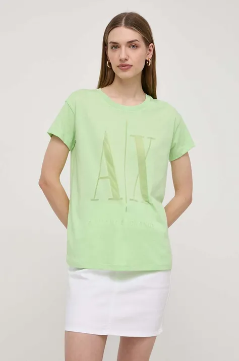 Kratka majica Armani Exchange ženski, zelena barva
