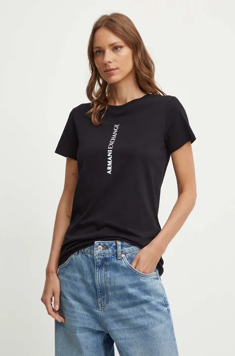 Bavlnené tričko Armani Exchange dámske, čierna farba, 3DYT02 YJ16Z