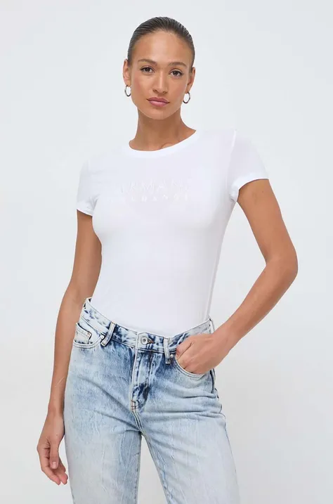 Kratka majica Armani Exchange ženski, bela barva