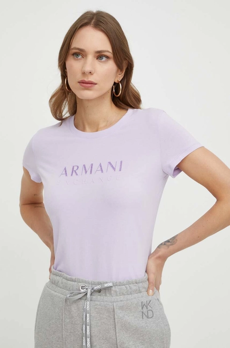 Μπλουζάκι Armani Exchange χρώμα: μοβ