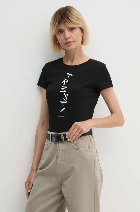 Armani Exchange t-shirt bawełniany damski kolor czarny