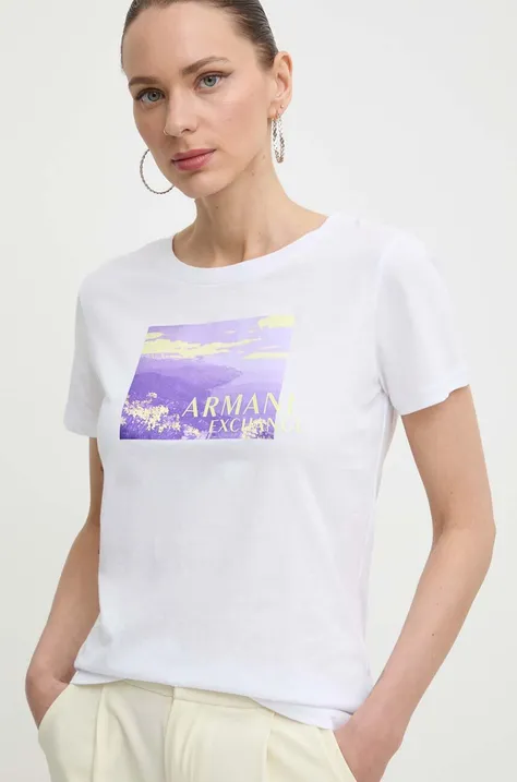 Хлопковая футболка Armani Exchange женская цвет белый 3DYT55 YJ3RZ