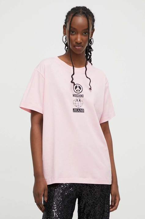 Moschino Jeans t-shirt in cotone donna colore rosa