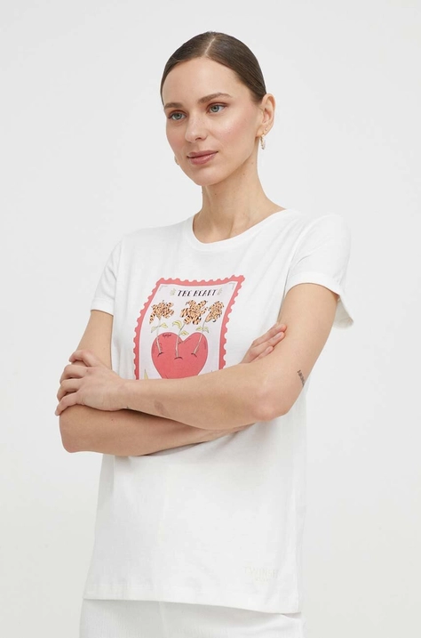 Twinset t-shirt bawełniany damski kolor beżowy