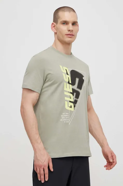 Guess t-shirt EWAN zöld, férfi, nyomott mintás, Z4GI10 J1314