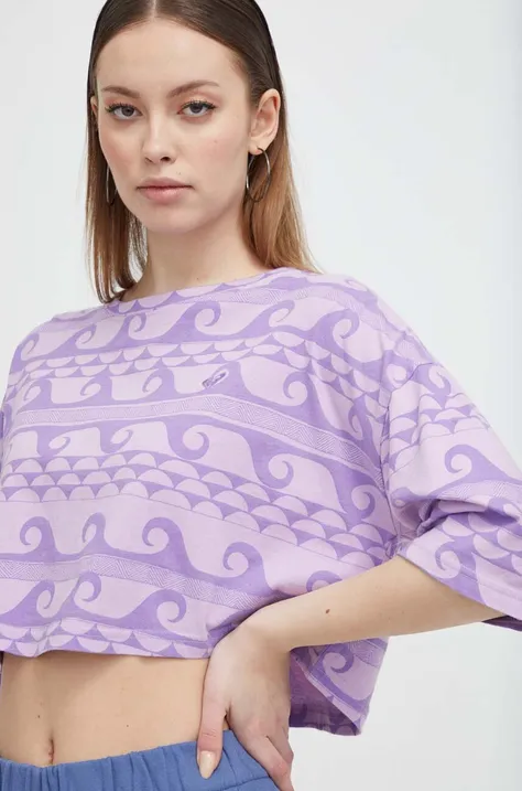 Βαμβακερό μπλουζάκι Roxy γυναικεία, χρώμα: μοβ ERJZT05671