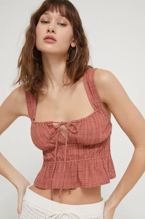 Roxy bluzka damska kolor fioletowy z kapturem wzorzysta ERJFT04801