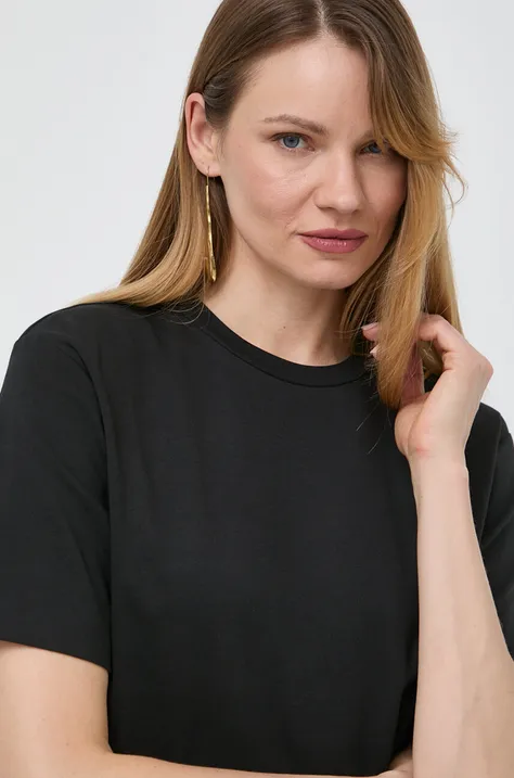 Bombažna kratka majica Weekend Max Mara ženski, črna barva