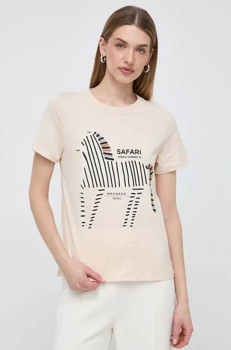 Bavlnené tričko Weekend Max Mara dámsky,béžová farba,2415971052600