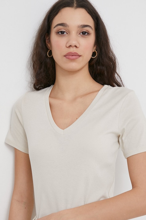 United Colors of Benetton tricou din bumbac femei, culoarea bej
