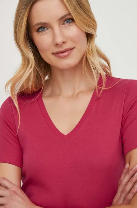 Pamučna majica United Colors of Benetton za žene, boja: ružičasta
