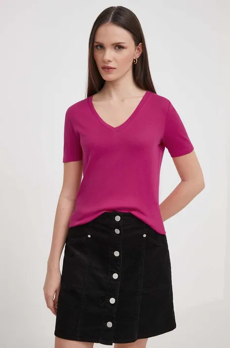 Bombažna kratka majica United Colors of Benetton ženski, roza barva