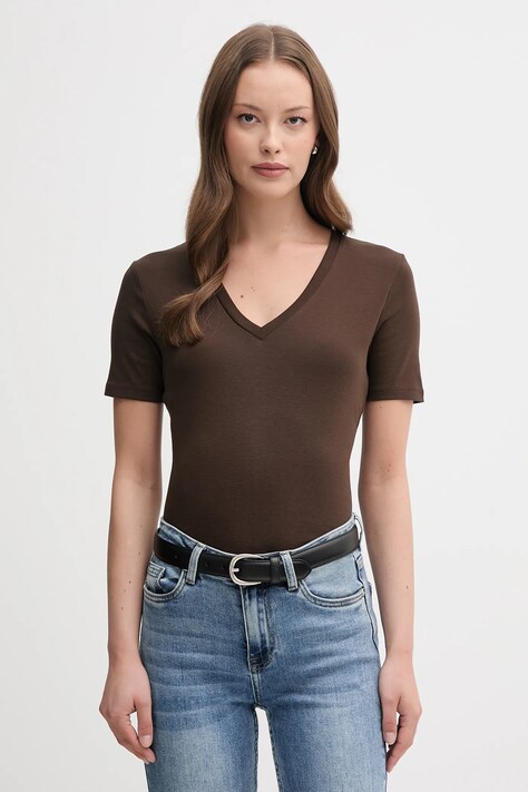 United Colors of Benetton t-shirt bawełniany damski kolor brązowy 3GA2E4230