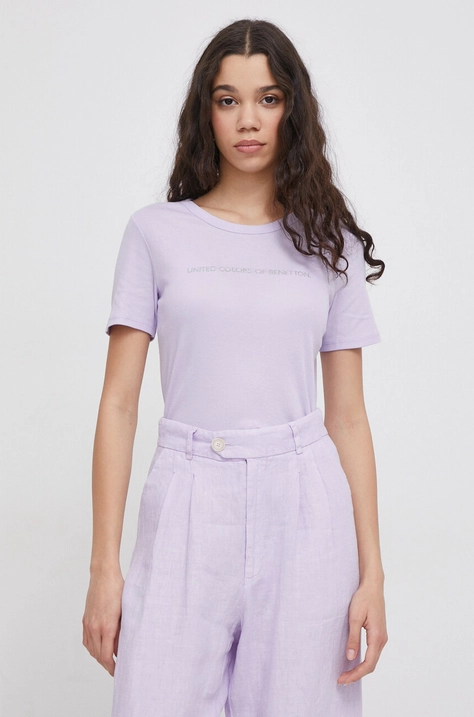 United Colors of Benetton tricou din bumbac femei, culoarea violet