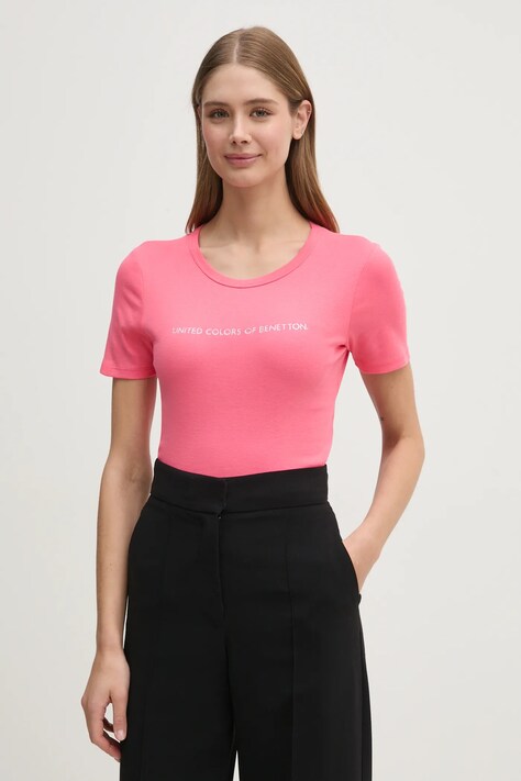 Хлопковая футболка United Colors of Benetton женская цвет красный 3GA2E16A2