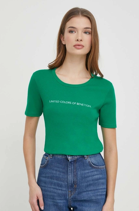 United Colors of Benetton t-shirt bawełniany damski kolor zielony