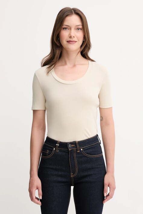United Colors of Benetton t-shirt bawełniany damski kolor beżowy 3GA2D1066