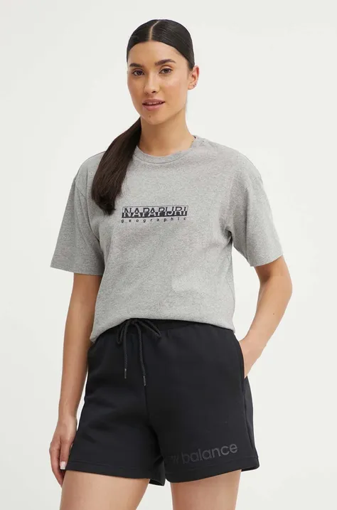 Bavlnené tričko Napapijri S-Box dámske, šedá farba, NP0A4GDD1601