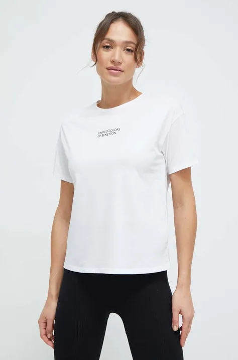 Βαμβακερό t-shirt United Colors of Benetton χρώμα: άσπρο