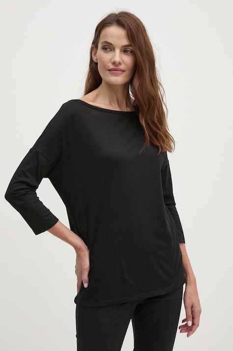 Sisley longsleeve damski kolor czarny