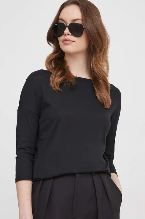 Tričko s dlouhým rukávem Sisley černá barva
