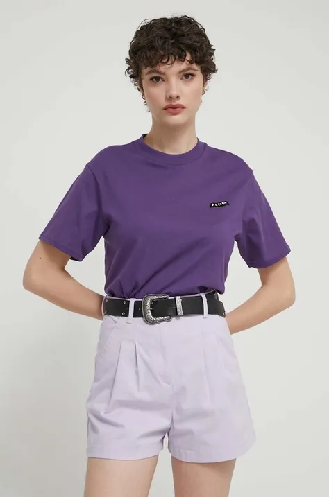 Βαμβακερό μπλουζάκι Volcom γυναικεία, χρώμα: μοβ