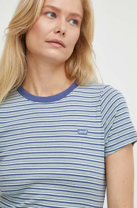Βαμβακερό μπλουζάκι Levi's γυναικεία, χρώμα: ναυτικό μπλε