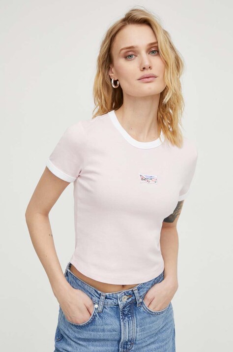Levi's tricou din bumbac femei, culoarea roz