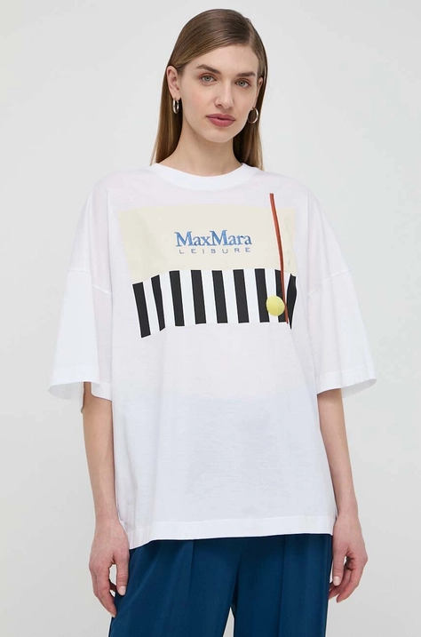 Max Mara Leisure t-shirt bawełniany damski kolor biały 2416971018600