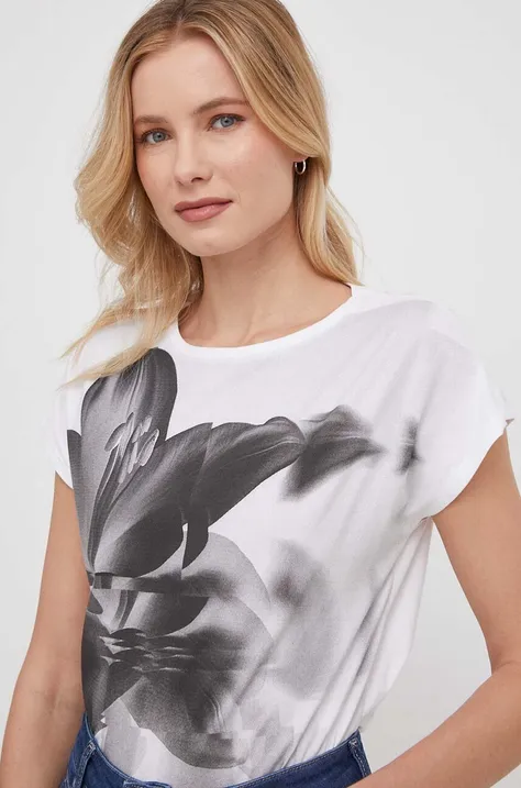 Pamučna majica Sisley za žene, boja: bijela